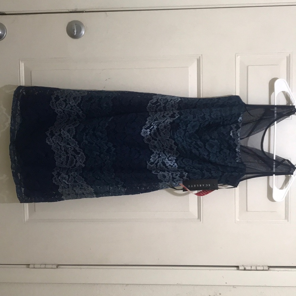A navy laced dress